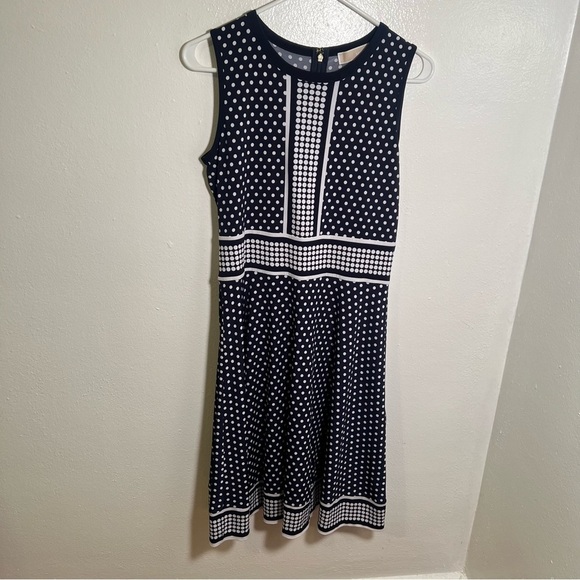 MICHAEL Michael Kors Dot-Print Shift Dress Navy White S - Picture 4 of 13